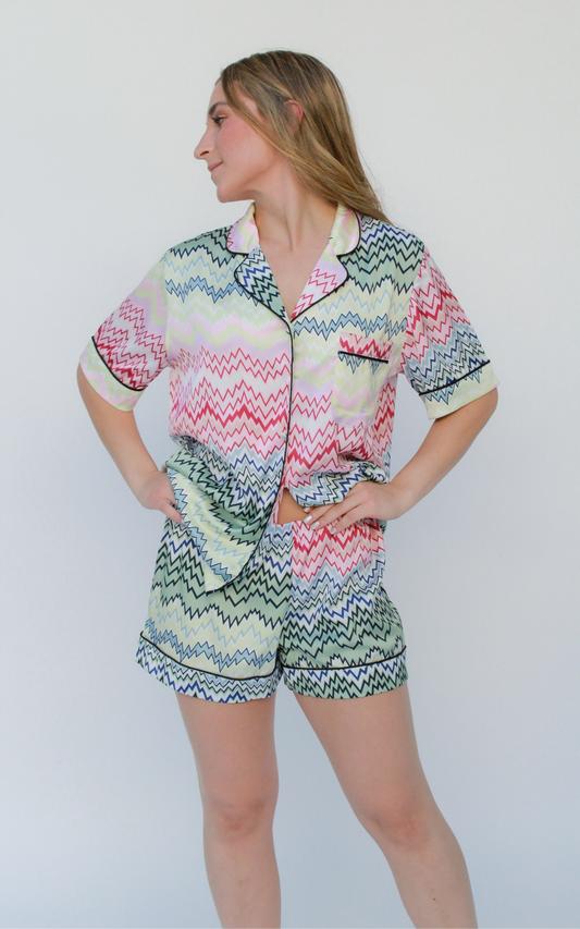 Pijama Blusa -  Silk Zigzag Colores